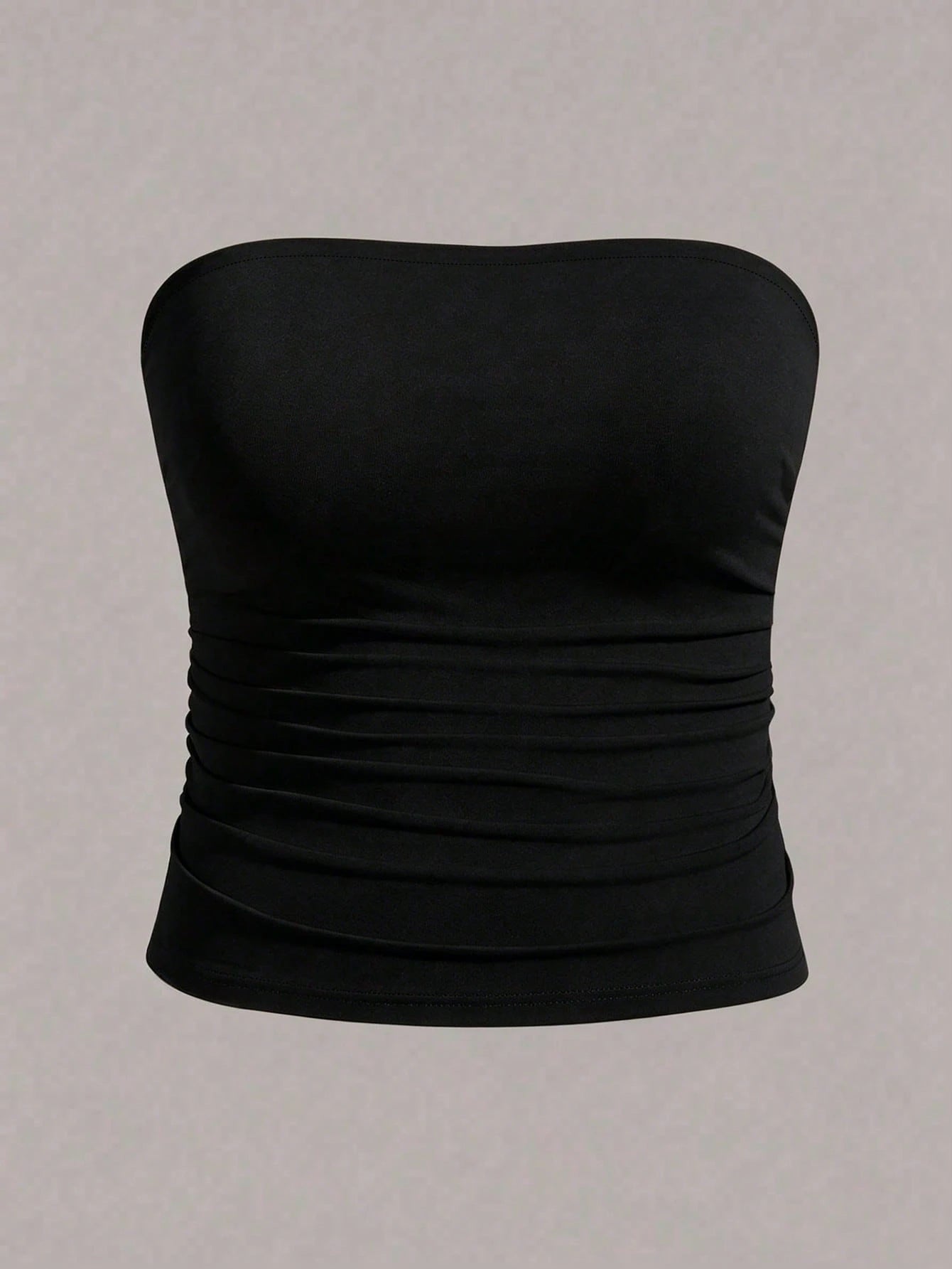 Elenzga Plus Size Women Casual Solid Color Fitted Tube Top, Summer