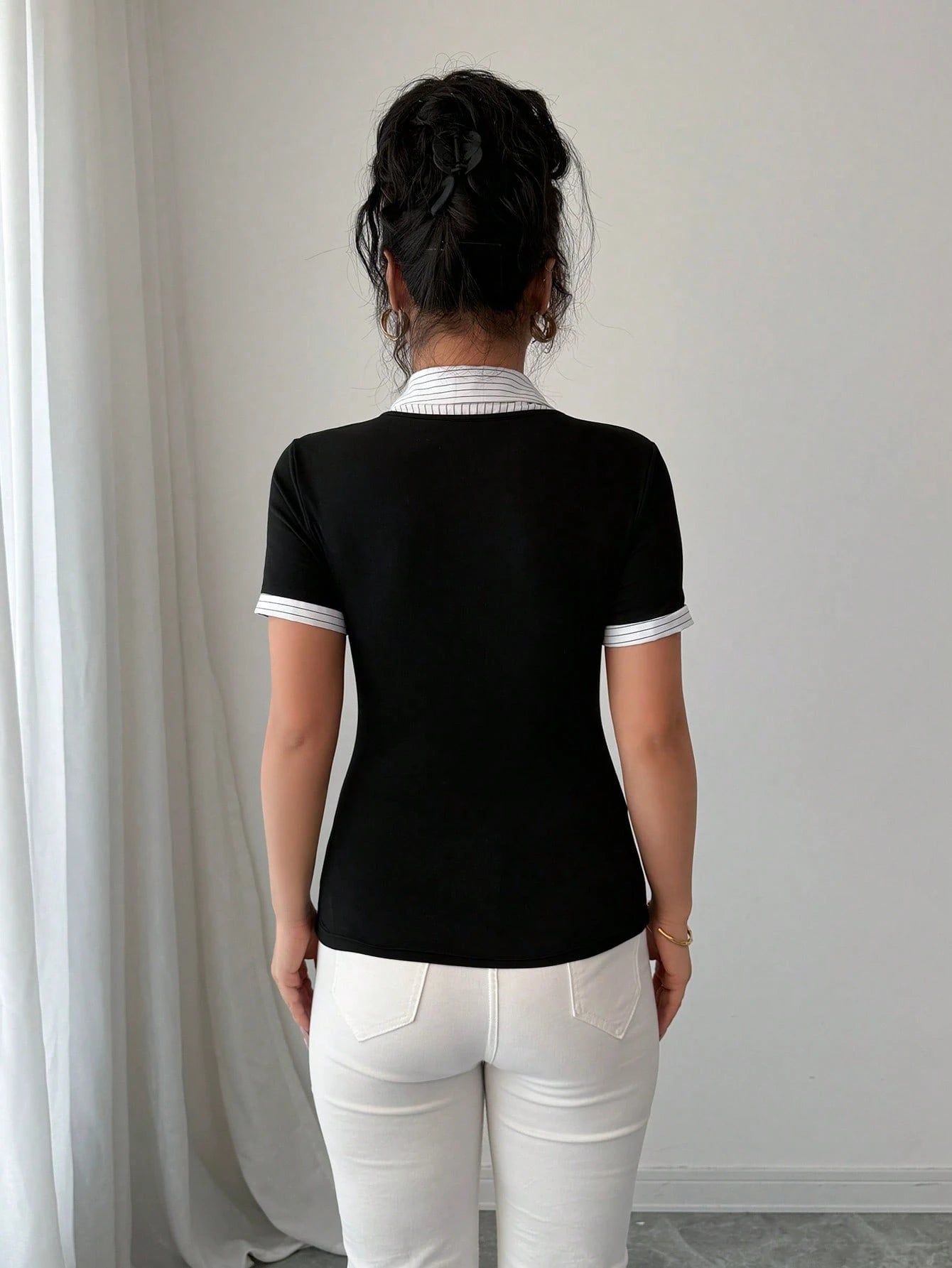 Elenzga Women's Dignified Vintage Style 2 In 1 Business Casual T-Shirt, Suitable For Office, Back To School Season