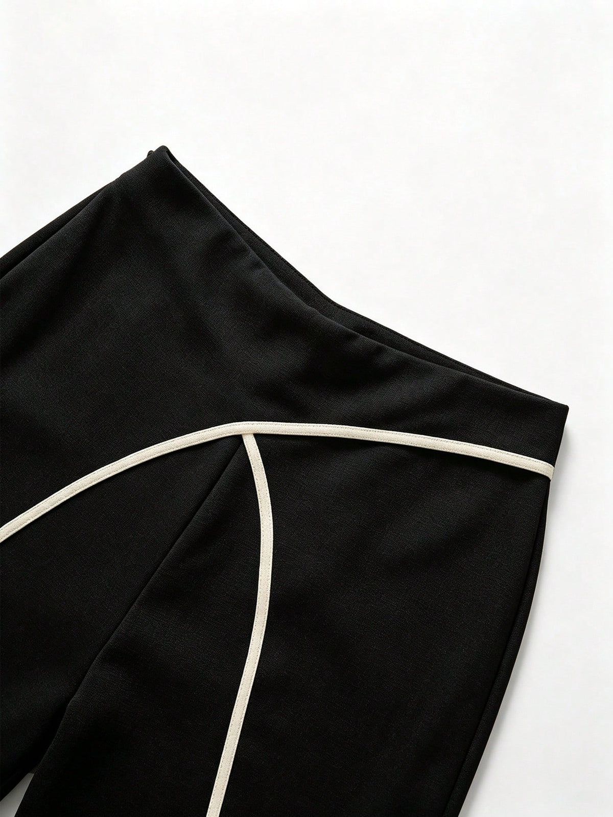 Elenzga Women Summer Classy Elegant Cream Black Overlapping 2 In 1 Pants,Winter Work Office Colorblock Commuter Side Zipper Easy On/Off Casual Versatile Pants