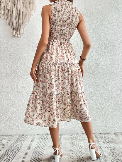 EMERY ROSE Floral Print Layered Hem Dress Maxi Vacation Beach Outfits Women