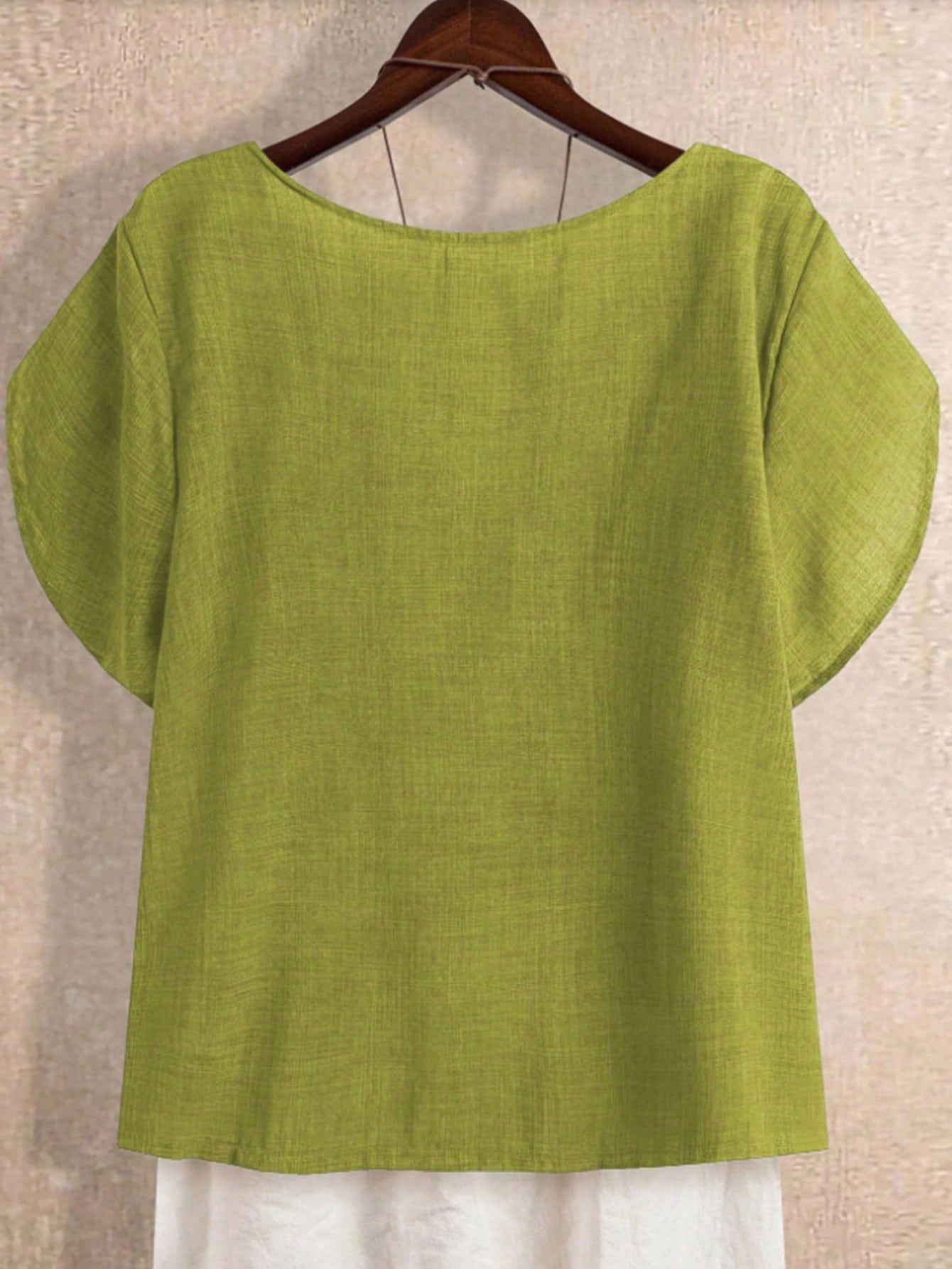 EMERY ROSE New Fashion Casual Oblique Collar Button Short Sleeve Blouse For Women