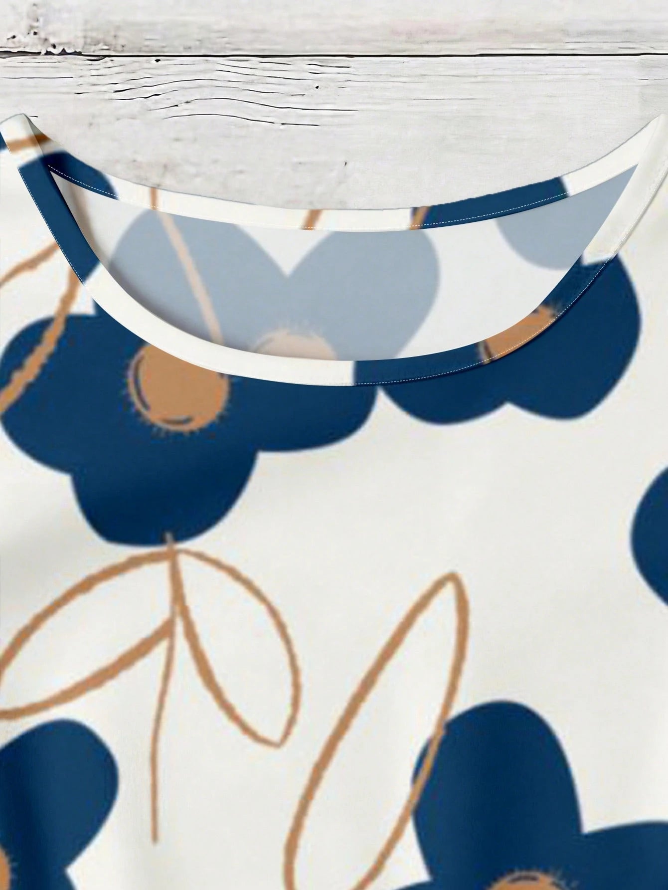 EMERY ROSE Plus Size Women Floral Print Round Neck Casual Versatile Daily Wear Shirt