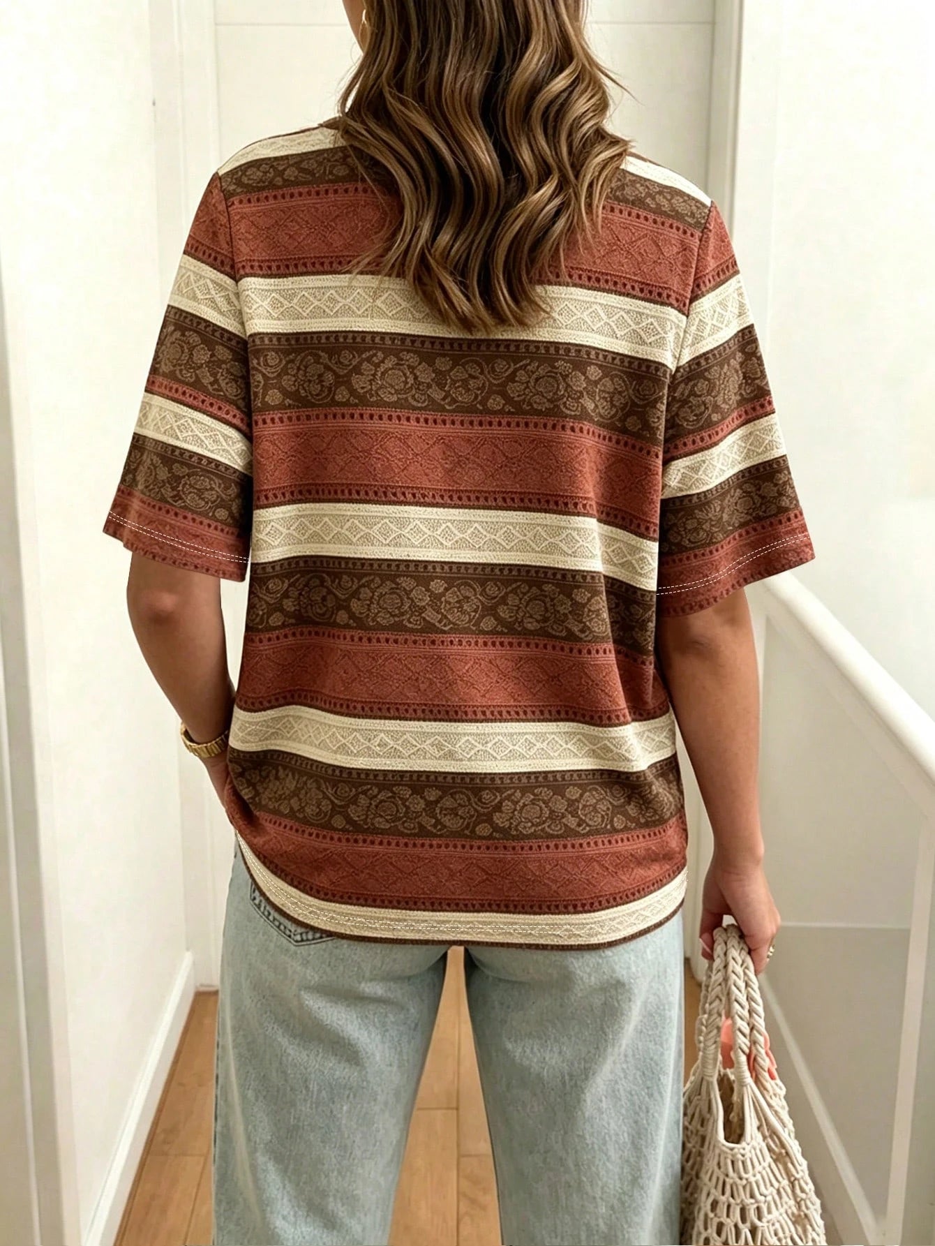 EMERY ROSE Retro Women's T-Shirt, Casual Street Style Crew Neck Sweatshirt, Elegant Summer Top, Plus Size Women