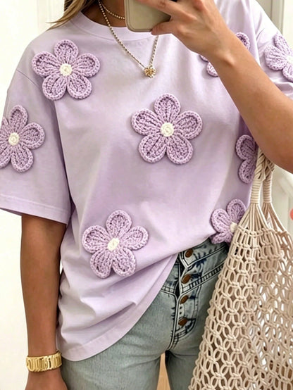 EMERY ROSE Retro Women's T-Shirt, Casual Street Style Crew Neck Sweatshirt, Elegant Summer Top, Plus Size Women