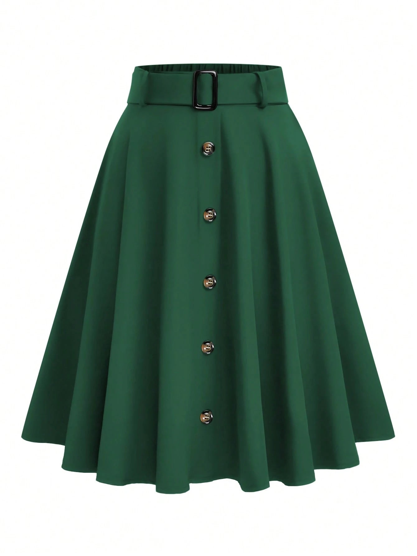EMERY ROSE Women's Solid Color Button Casual Versatile Date Outing A-Line Skirt