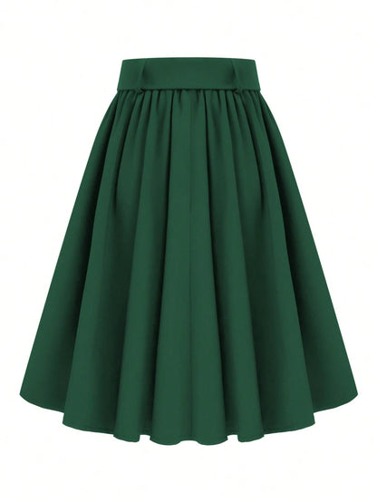 EMERY ROSE Women's Solid Color Button Casual Versatile Date Outing A-Line Skirt