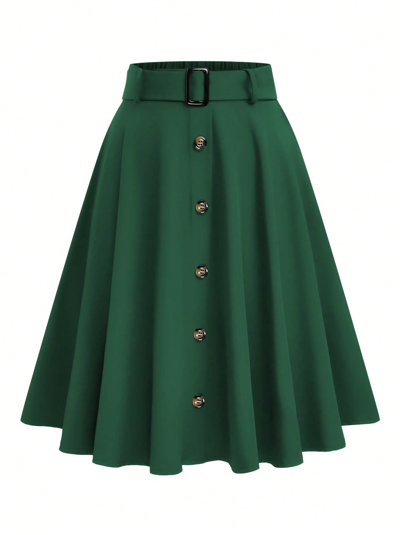 EMERY ROSE Women's Solid Color Button Casual Versatile Date Outing A-Line Skirt