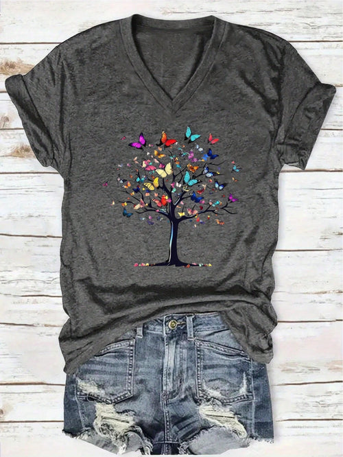 EMERY ROSE Women V-Neck T-Shirt| Polyester Knit Fabric| Lightweight & Breathable| Casual| For All Seasons