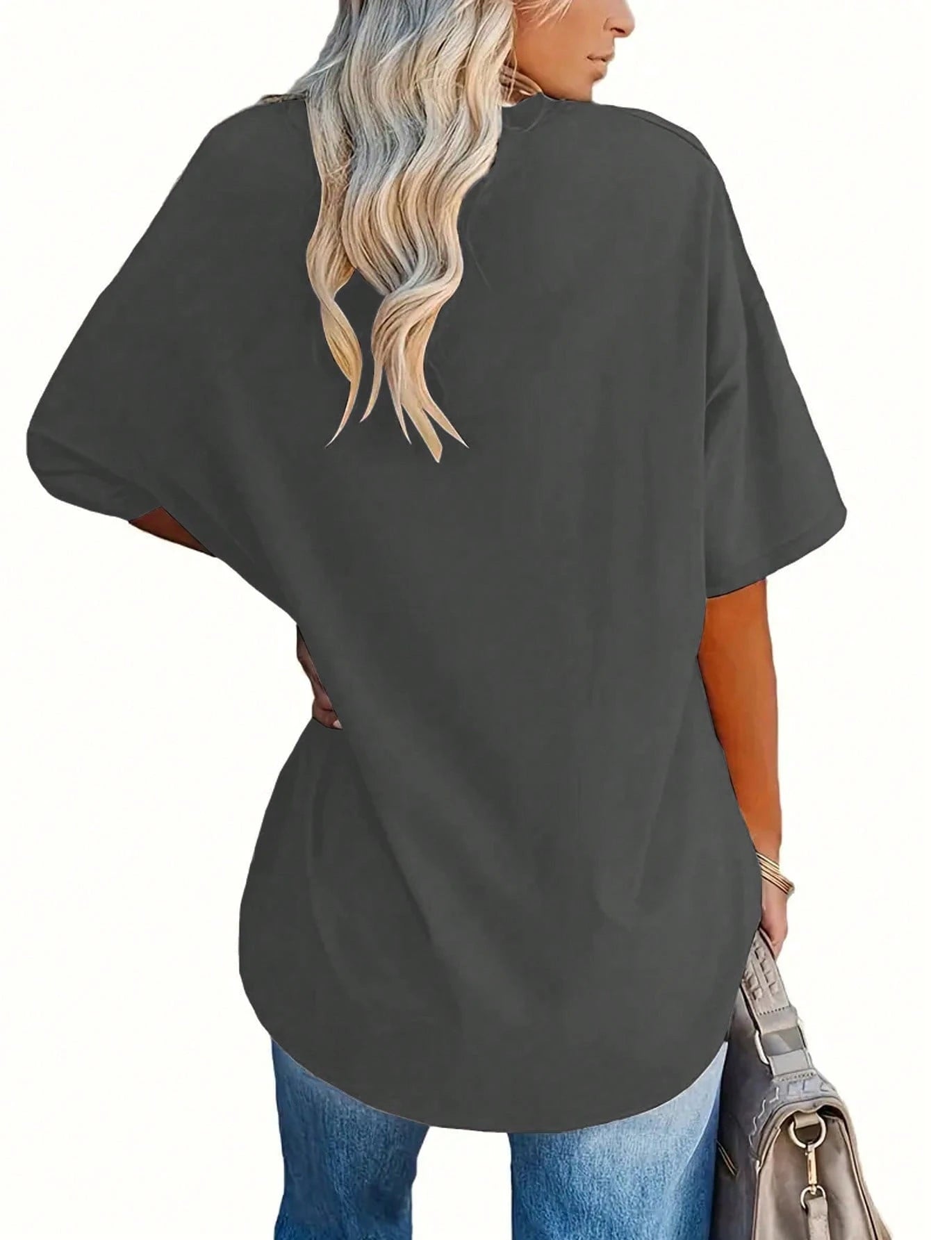 EMERY ROSE Women V-Neck T-Shirt| Polyester Knit Fabric| Lightweight & Breathable| Casual| For All Seasons