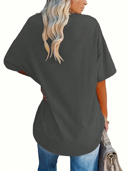 EMERY ROSE Women V-Neck T-Shirt| Polyester Knit Fabric| Lightweight & Breathable| Casual| For All Seasons