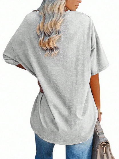 EMERY ROSE Women V-Neck T-Shirt| Polyester Knit Fabric| Lightweight & Breathable| Casual| For All Seasons