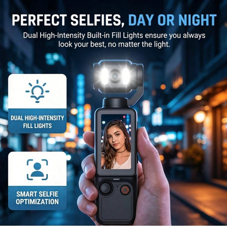 Entry-Level Professional Vlog Handheld Camera (Includes 32GB SD Card) 180° Rotating Lens Dual Fill Light (Shooting + Recording), Entry-Level Professional Camera, 2000mAh Long Battery Life, Suitable Fo