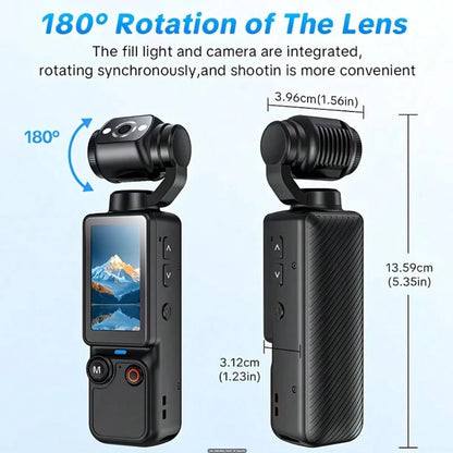 Entry-Level Professional Vlog Handheld Camera (Includes 32GB SD Card) 180° Rotating Lens Dual Fill Light (Shooting + Recording), Entry-Level Professional Camera, 2000mAh Long Battery Life, Suitable Fo