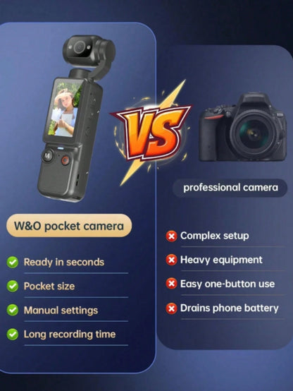 Entry-Level Professional Vlog Handheld Camera (Includes 32GB SD Card) 180° Rotating Lens Dual Fill Light (Shooting + Recording), Entry-Level Professional Camera, 2000mAh Long Battery Life, Suitable Fo