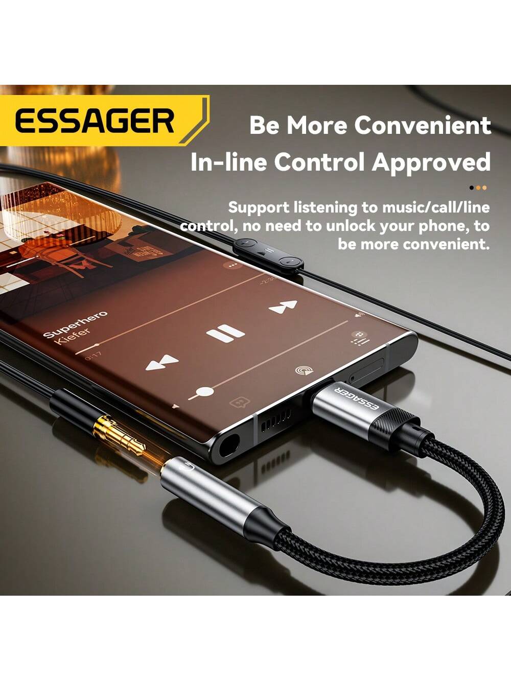 ESSAGER Type C To 3.5MM Audio Cable Mobile Phone Earphone Converter Adapter
