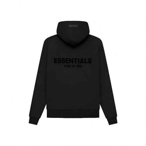 Essentials Fear Of God SS22 Dark Oatmeal Flocking Hoodie, Unisex Loose Drop Shoulder Sweatshirt, Runs 1 Size Large
