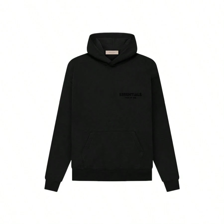 Essentials Fear Of God SS22 Dark Oatmeal Flocking Hoodie, Unisex Loose Drop Shoulder Sweatshirt, Runs 1 Size Large