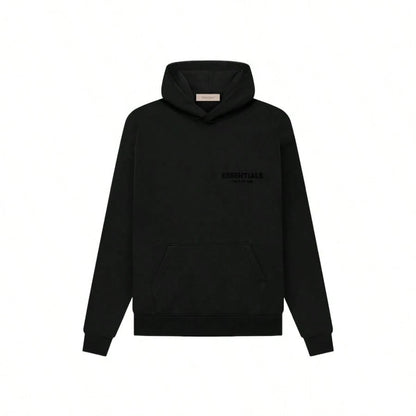 Essentials Fear Of God SS22 Dark Oatmeal Flocking Hoodie, Unisex Loose Drop Shoulder Sweatshirt, Runs 1 Size Large