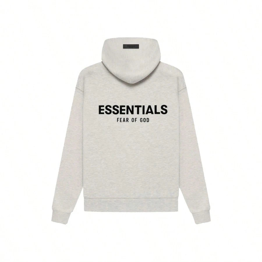 Essentials Fear Of God SS22 Dark Oatmeal Flocking Hoodie, Unisex Loose Drop Shoulder Sweatshirt, Runs 1 Size Large