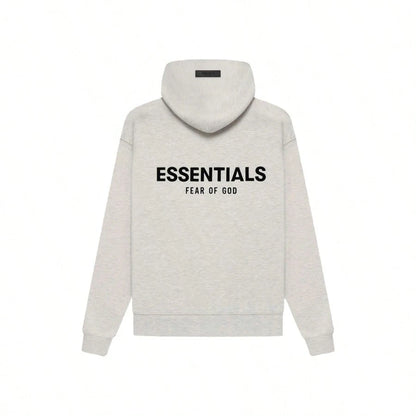 Essentials Fear Of God SS22 Dark Oatmeal Flocking Hoodie, Unisex Loose Drop Shoulder Sweatshirt, Runs 1 Size Large