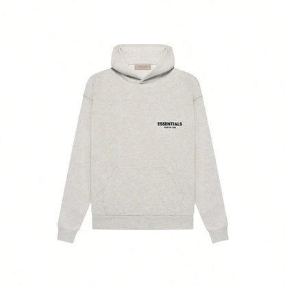 Essentials Fear Of God SS22 Dark Oatmeal Flocking Hoodie, Unisex Loose Drop Shoulder Sweatshirt, Runs 1 Size Large