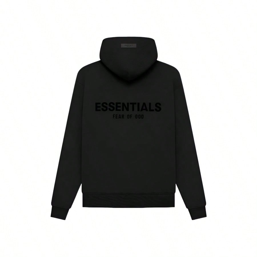 Essentials Fear Of God SS22 Dark Oatmeal Flocking Hoodie, Unisex Loose Drop Shoulder Sweatshirt, Runs 1 Size Large