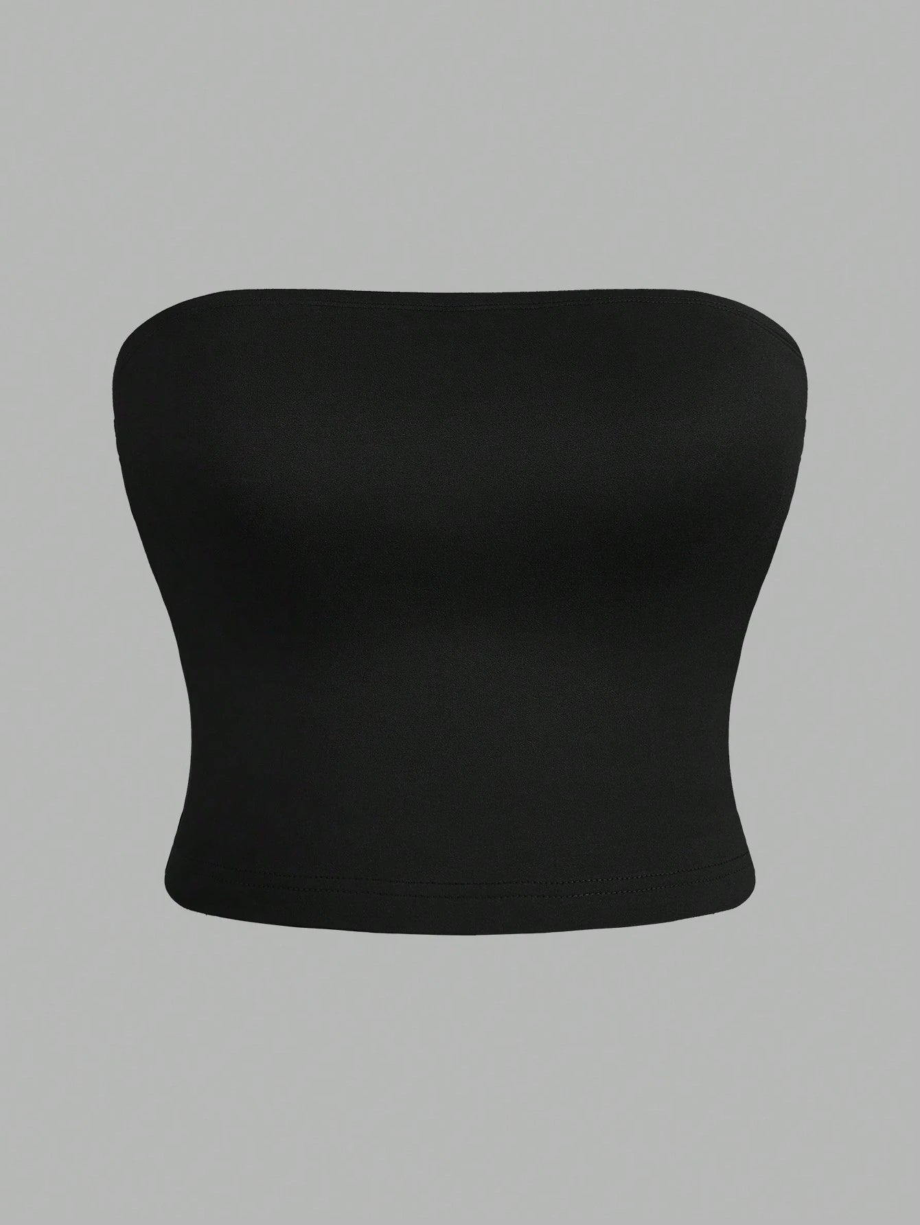 Essnce Casual Simple Solid Color Plus Size Women's Tube Top Set, 4pcs, Suitable For Summer Suitable For Going Out