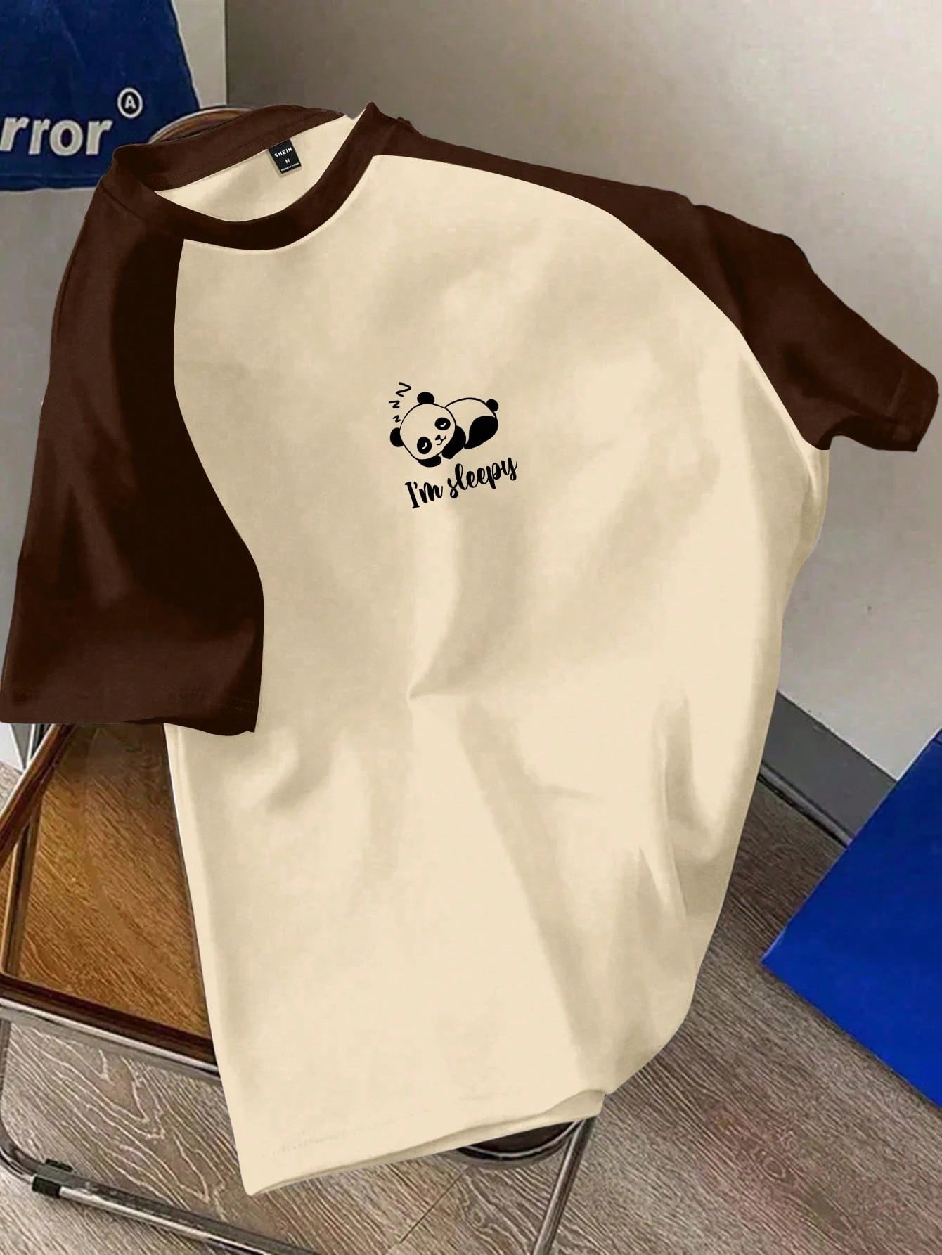 Essnce HAPPY Cute Panda Print Fitted Round Neck Short Sleeve T-Shirt For Women, Suitable For Summer