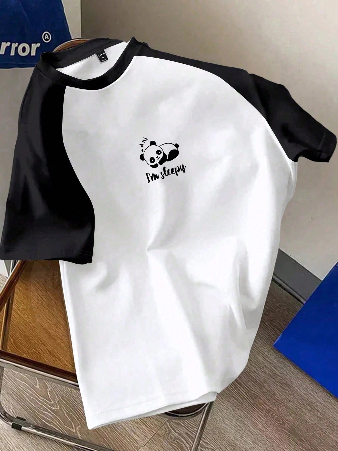 Essnce HAPPY Cute Panda Print Fitted Round Neck Short Sleeve T-Shirt For Women, Suitable For Summer