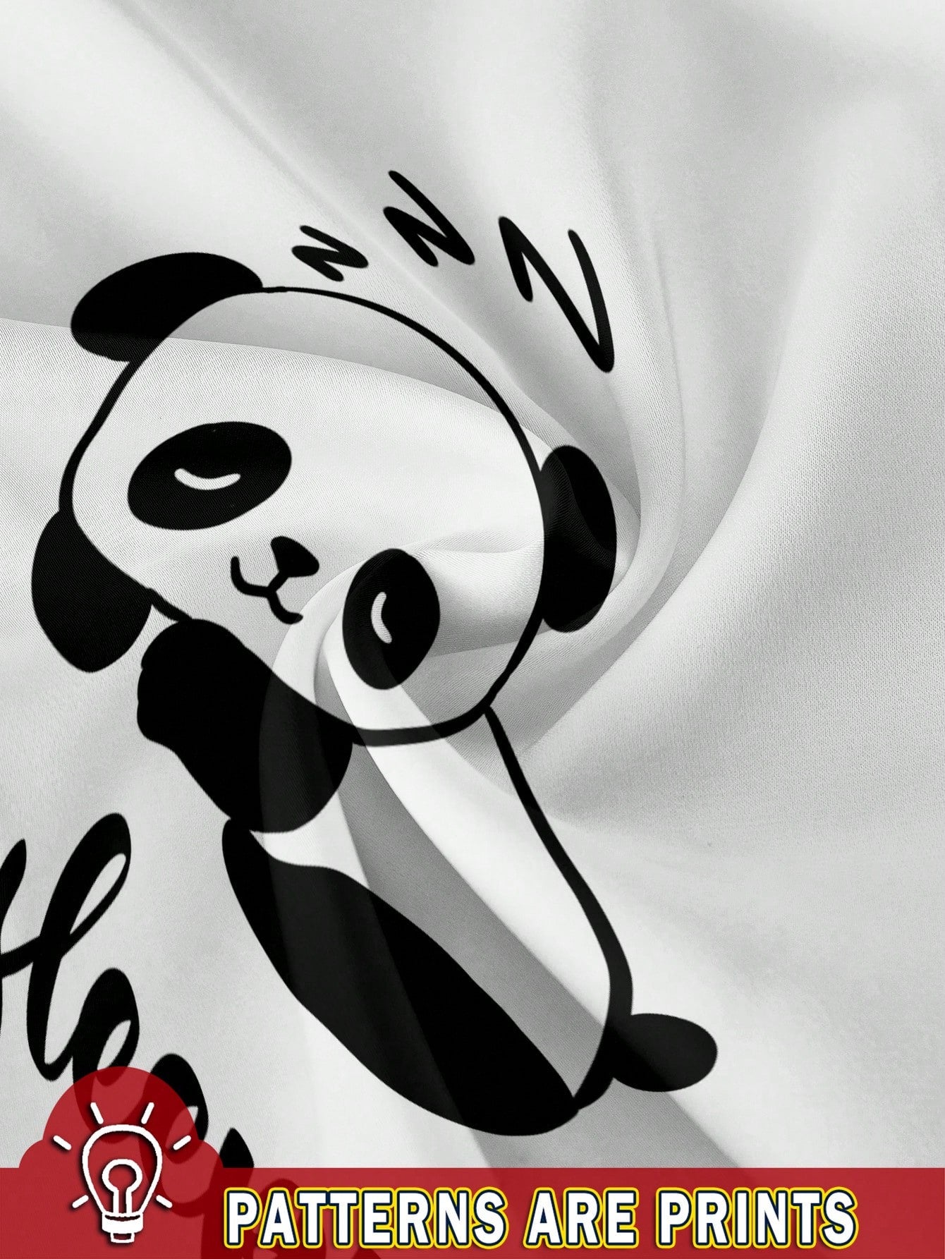Essnce HAPPY Cute Panda Print Fitted Round Neck Short Sleeve T-Shirt For Women, Suitable For Summer