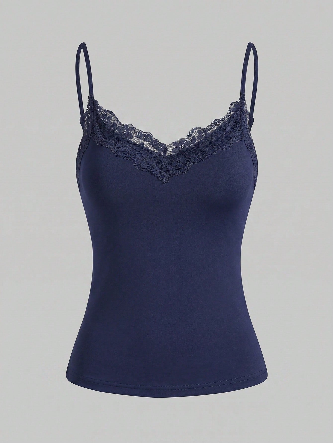 Essnce Plus Size Women 3pcs Solid Color Contrast Lace Camisole Tank Top Casual Formal Homewear Vest Daily Going Out Evening Navy Blue White Black Summer