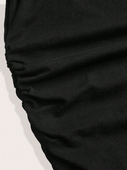 Essnce Plus Size Women's Black Short Sleeve T-Shirt- Sommar Series, Combines Business Casual And Vacation Style, Features Waist-Flattering Design, Fabric Is Elastic, Lightweight, Cool And Comfo