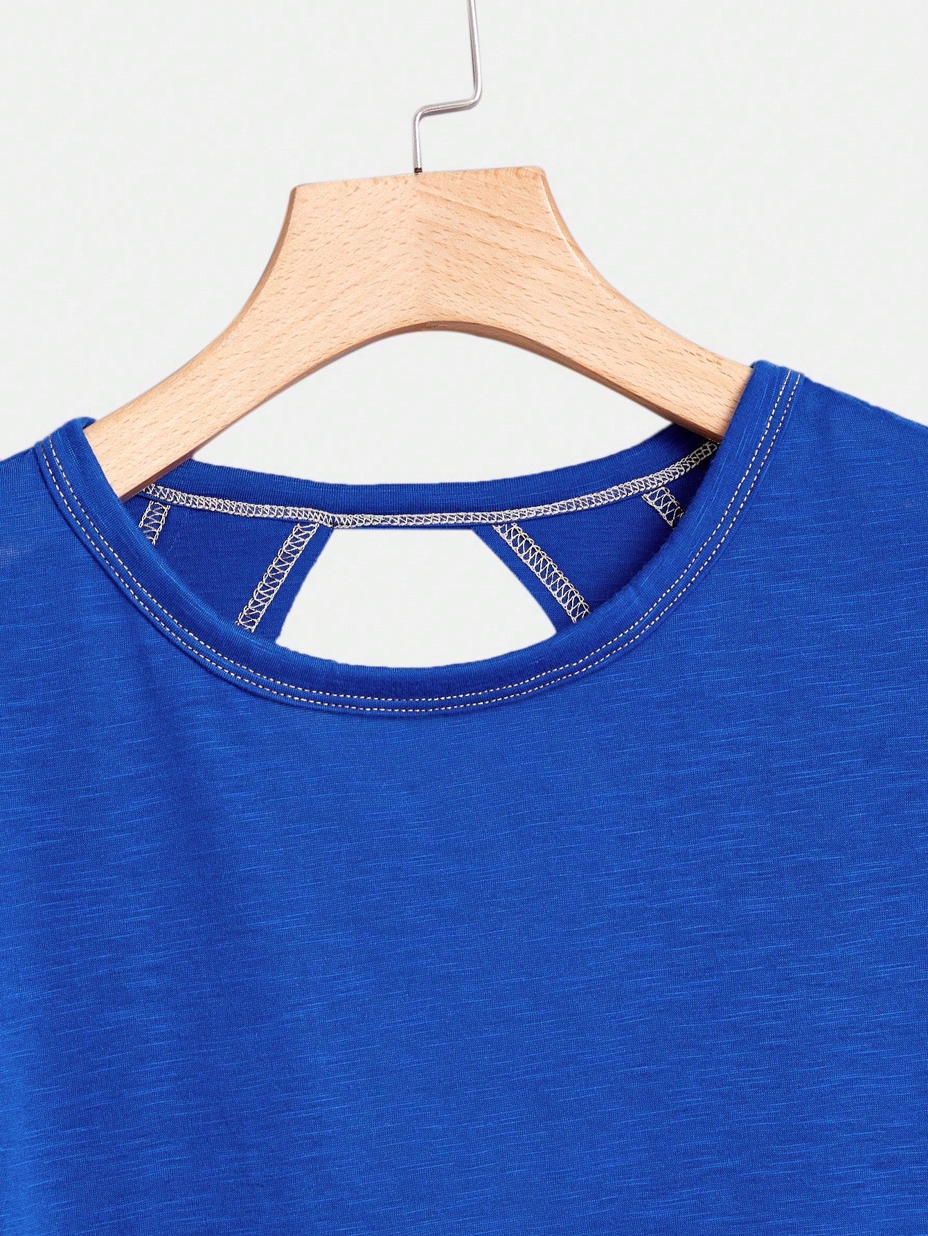 Essnce Plus Size Women's Royal Blue Summer Smart Casual Everyday Loose Backless Short-Sleeved T-Shirt, Tops,Y2k Clothes,Streetwear Comfortable Tee Hiking