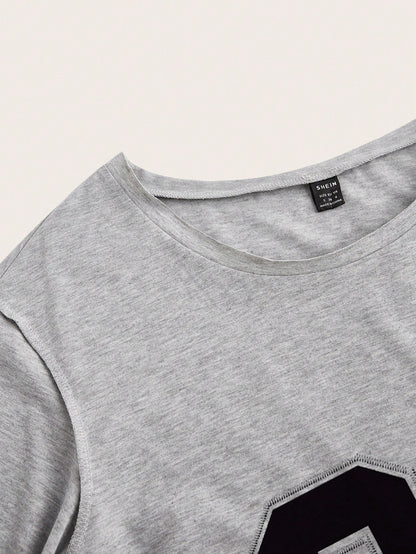 Essnce Women's Casual Graphic Simple 98 Letter Print Dropped Shoulder T-Shirt, Summer Graphic Tee Suitable For Going Out School Day Time Back-To-School Grey