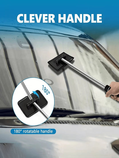 Extendable Windshield Cleaning Tool Set – With Detachable Handle, Rearview Mirror Water Removal And Wiper Function, Multi-Functional Car Cleaning Supplies, Telescopic Car Detailing Glass Cleaning Brus