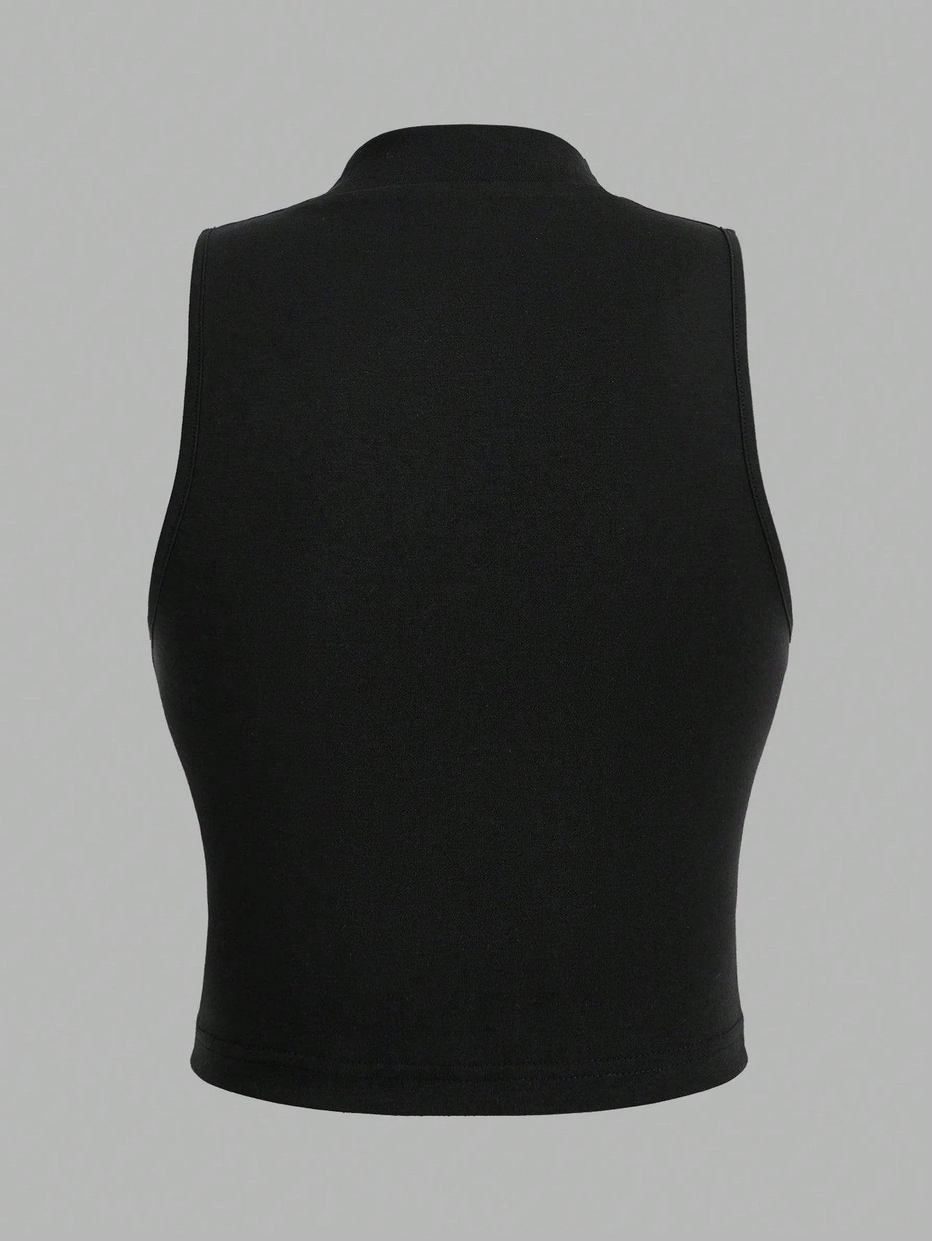 EZwear 2pcs Plus Size Minimalist High Neck Sleeveless Top Set, Suitable For Spring/Summer, Spring Break