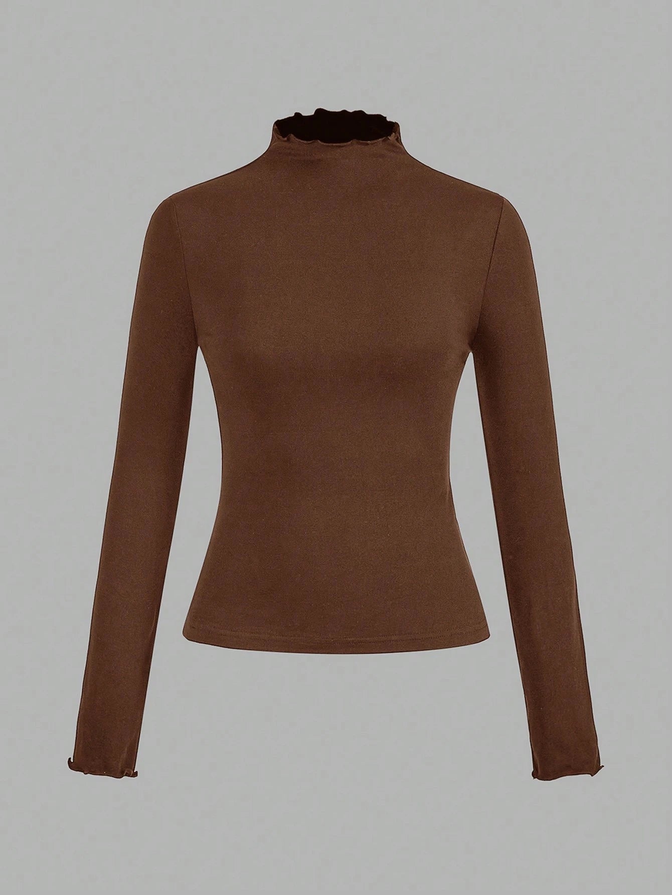 EZwear 2pcs/Set Apricot & Brown Color Casual Tight Fit Long Sleeve T-Shirts, Autumn/Winter