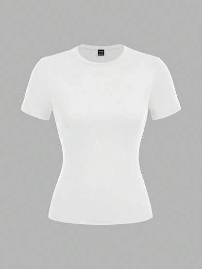 EZwear 3pcs/Set Women Black White Blue Round Neck Casual Tight Long Sleeve T-Shirt Set, Suitable For Summer