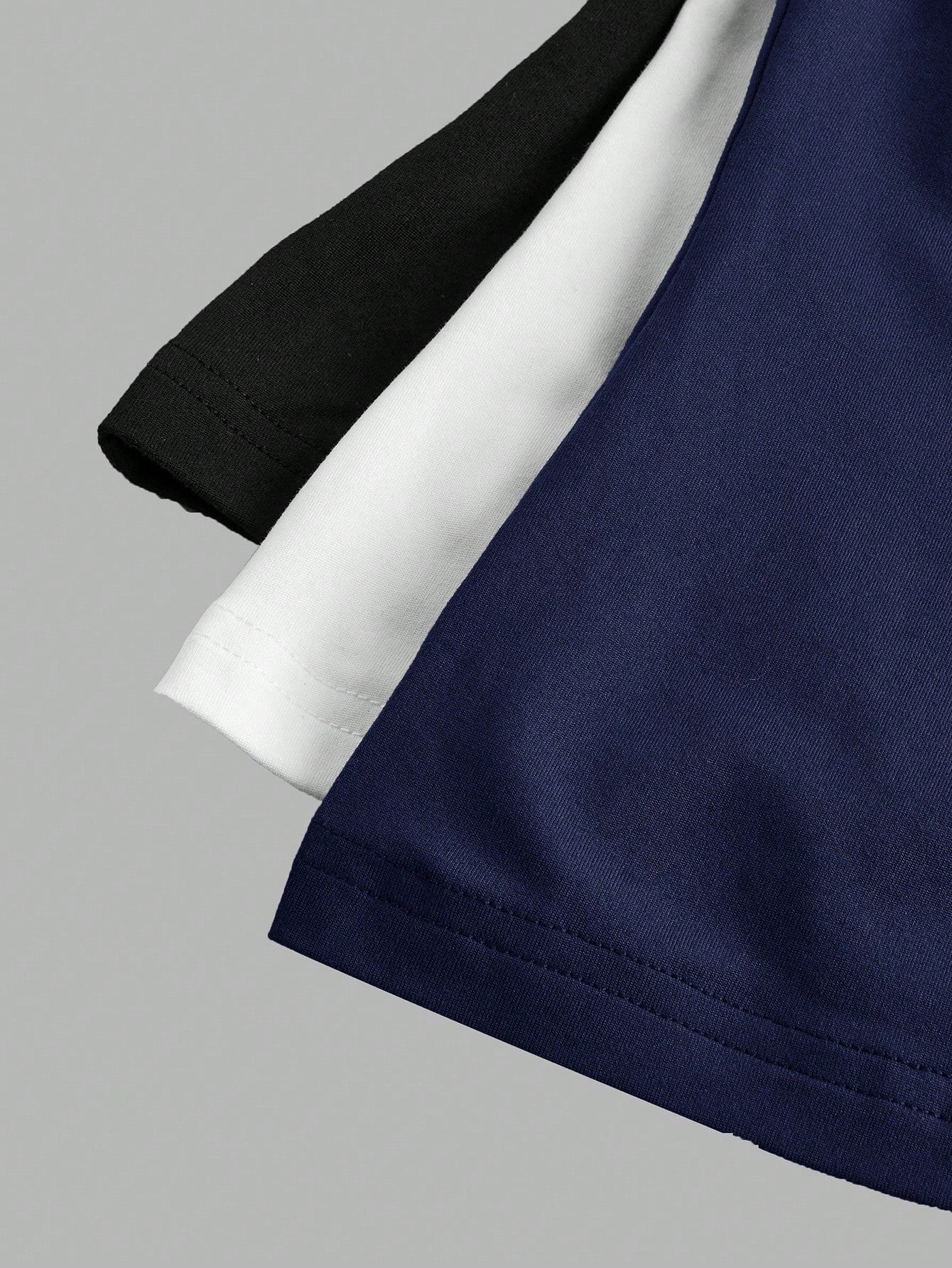 EZwear 3pcs/Set Women Black White Blue Round Neck Casual Tight Long Sleeve T-Shirt Set, Suitable For Summer