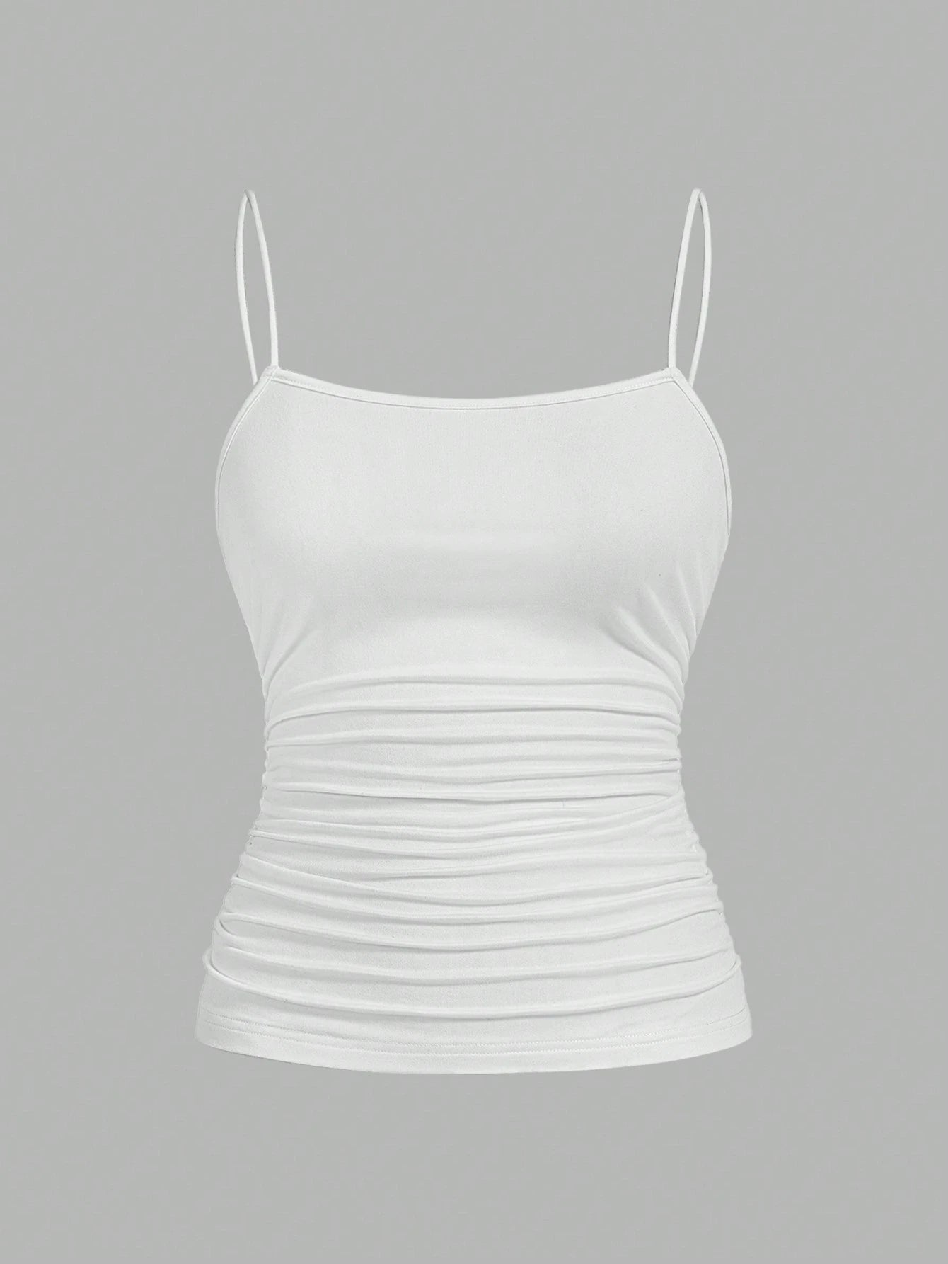 EZwear 3pcs/Set Women Plus Size Ruched Side Slim Fit Casual Camisole Top, Suitable For Summer Back To School
