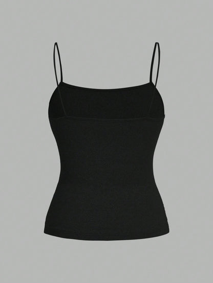 EZwear 3pcs/Set Women Plus Size Ruched Side Slim Fit Casual Camisole Top, Suitable For Summer Back To School