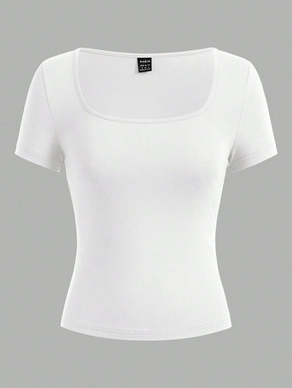 EZwear 3pcs Women's Short Sleeve Cropped Casual Fitted T-Shirts, Suitable For Summer