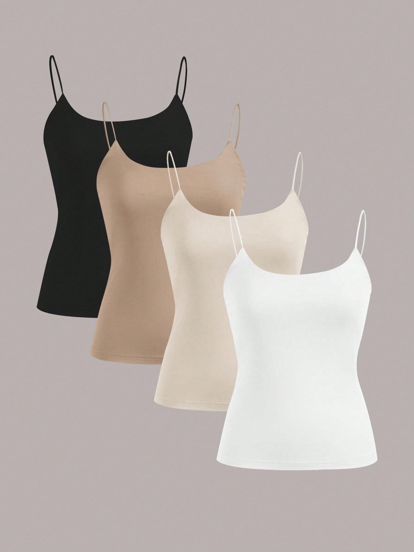 EZwear 4pcs/Set Basic Spaghetti Strap Tank Tops For Spring And Summer, Perfect For Summer