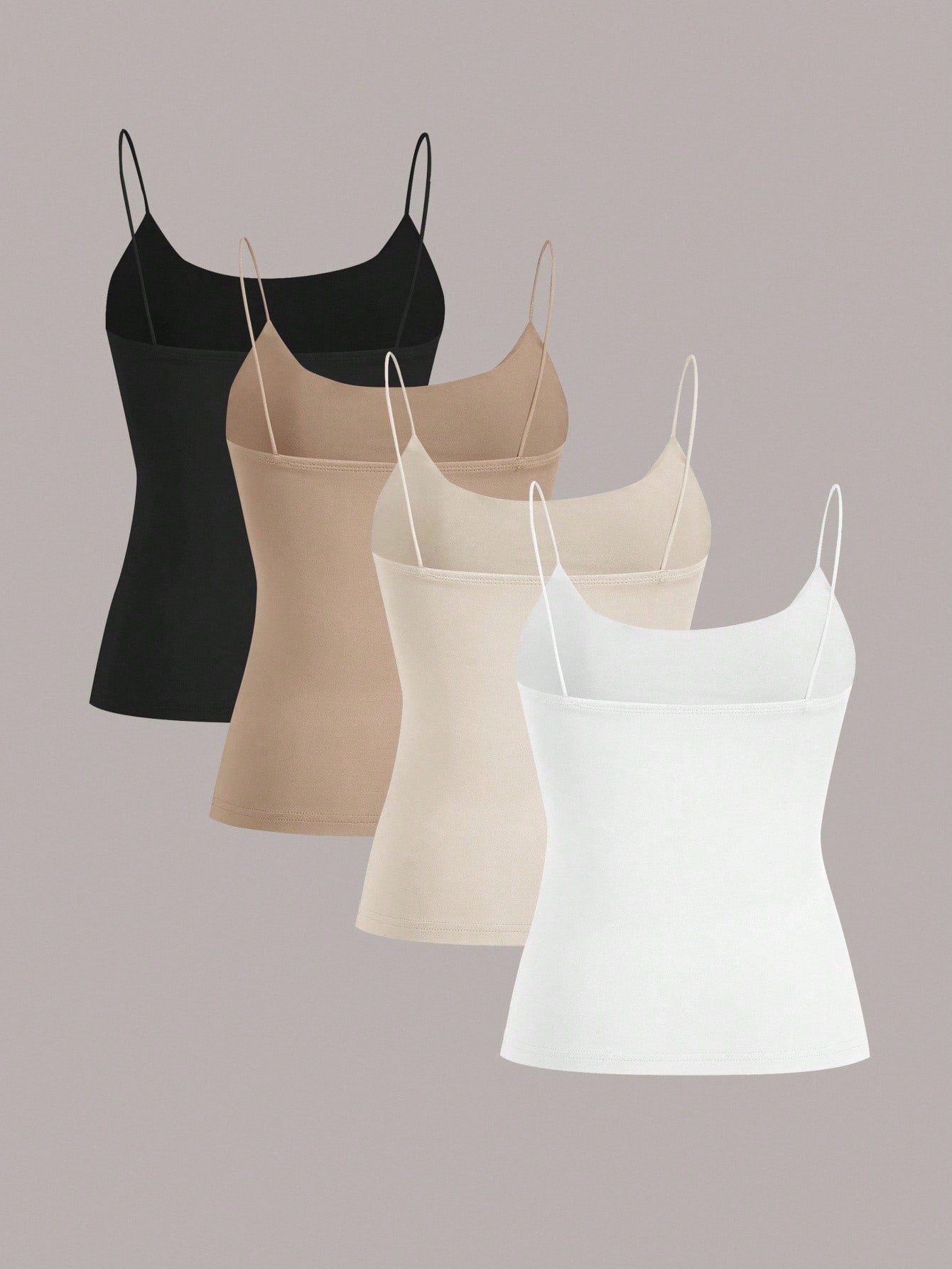 EZwear 4pcs/Set Basic Spaghetti Strap Tank Tops For Spring And Summer, Perfect For Summer