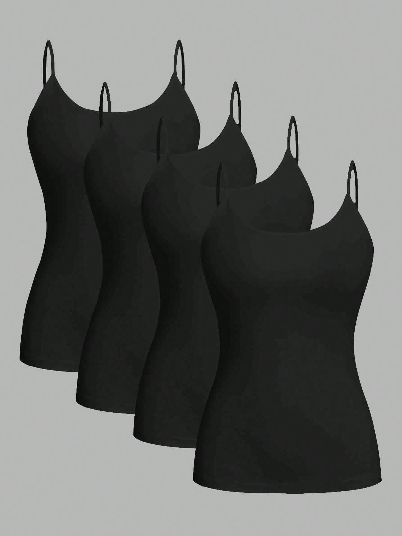 EZwear 4pcs/Set Plus Size Women Casual Tight Fitting Camisole Tops, Suitable For Summer