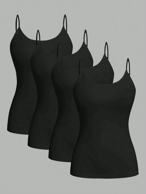 EZwear 4pcs/Set Plus Size Women Casual Tight Fitting Camisole Tops, Suitable For Summer