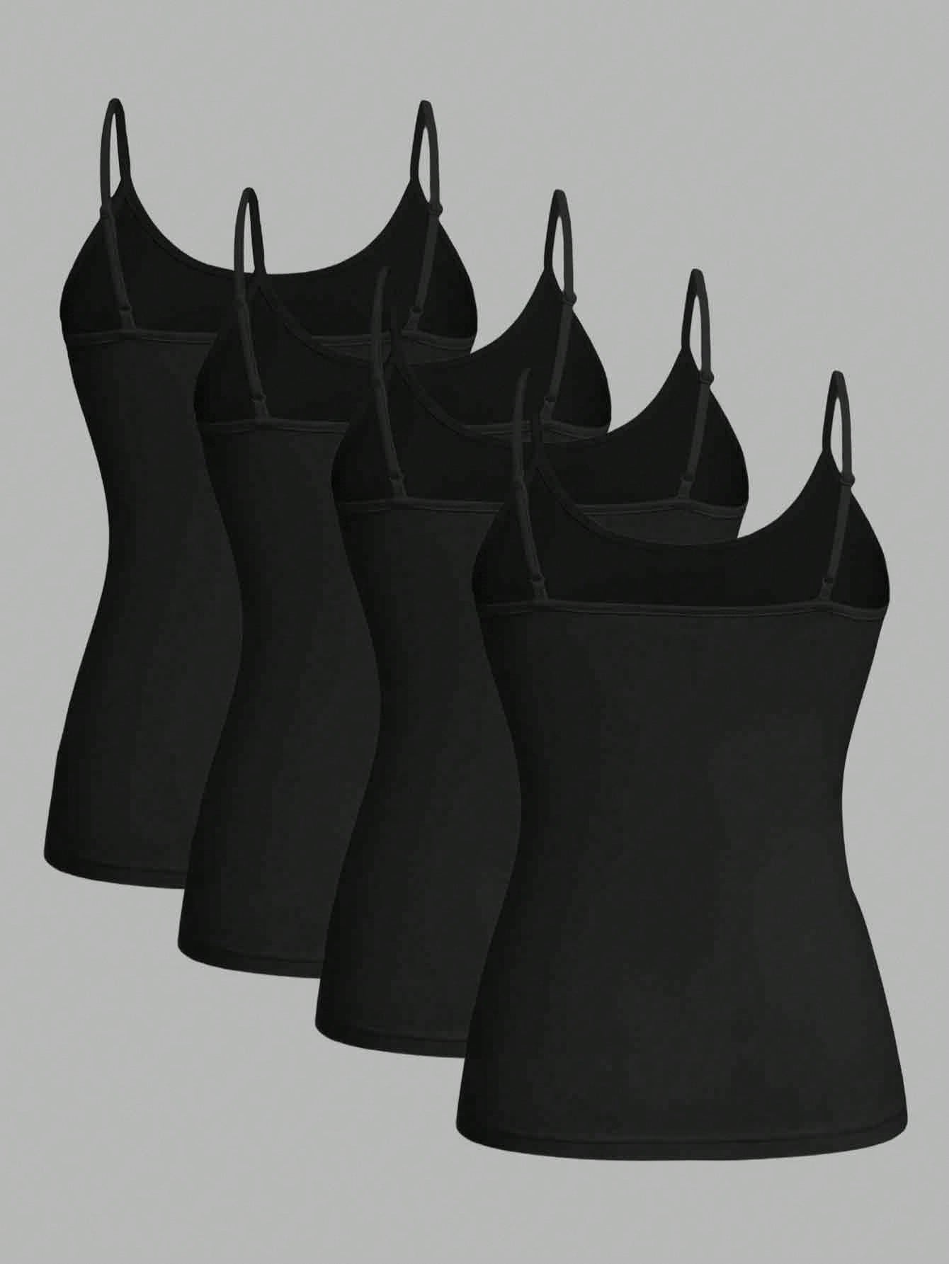 EZwear 4pcs/Set Plus Size Women Casual Tight Fitting Camisole Tops, Suitable For Summer