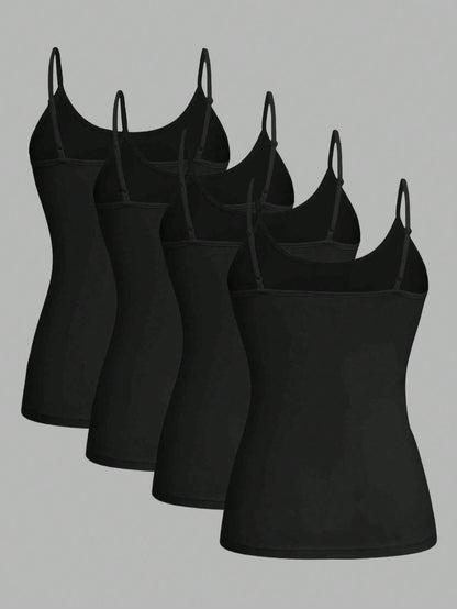 EZwear 4pcs/Set Plus Size Women Casual Tight Fitting Camisole Tops, Suitable For Summer