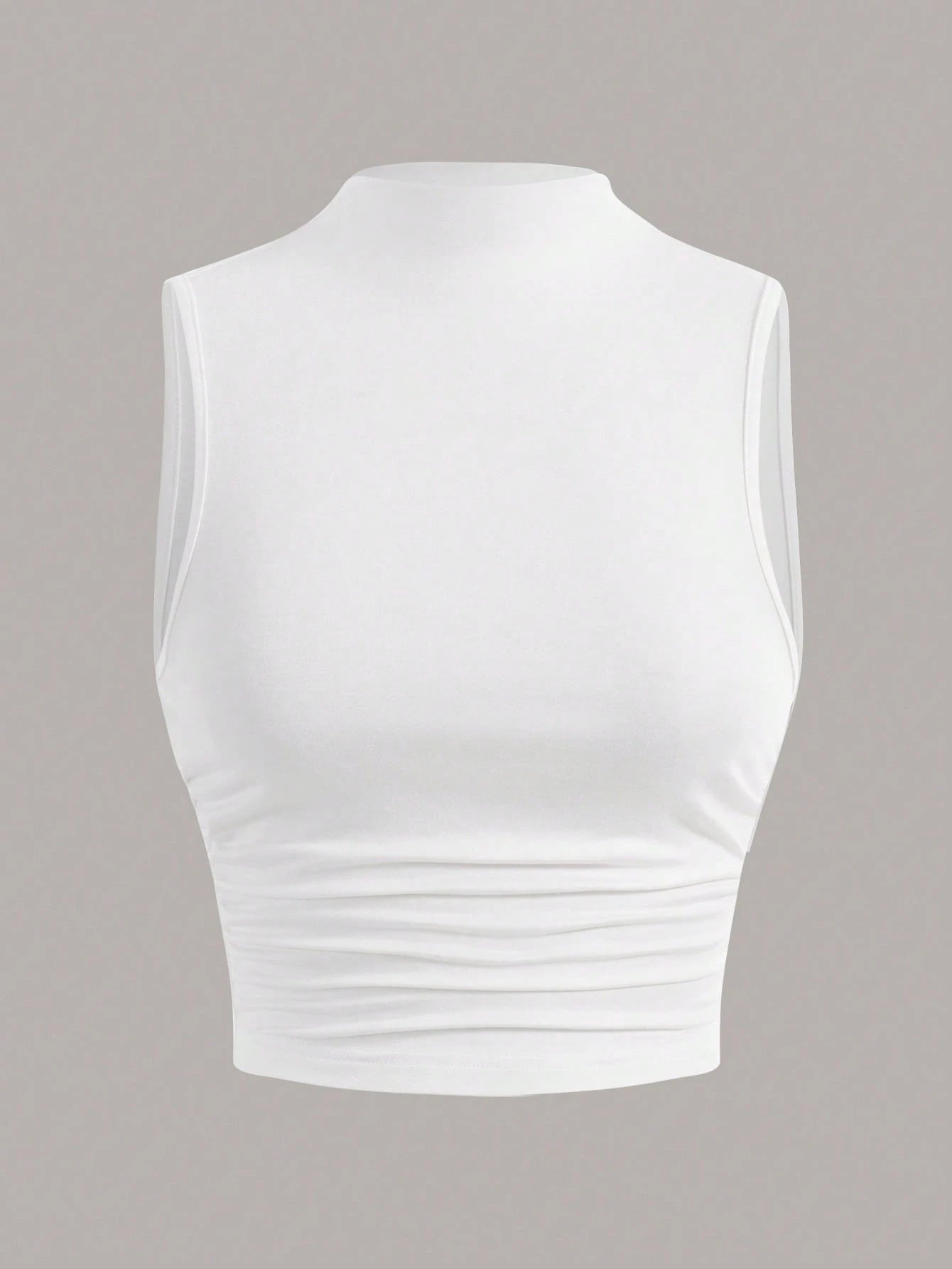 EZwear Black Mock Neck Ruched Tank Top
