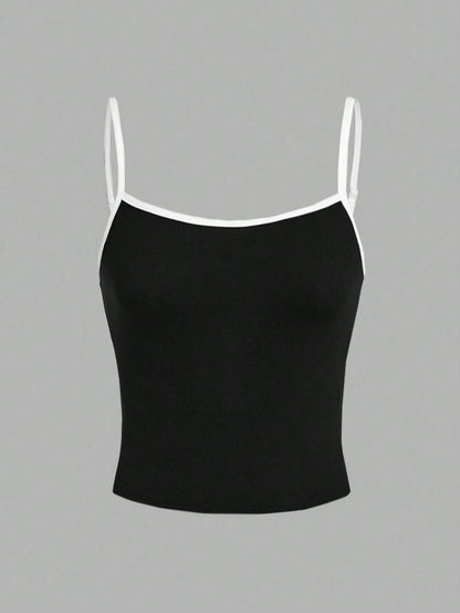 EZwear Casual Simple Light Pink Camisole Tank Top, Suitable For Slim Women In Summer Back To School